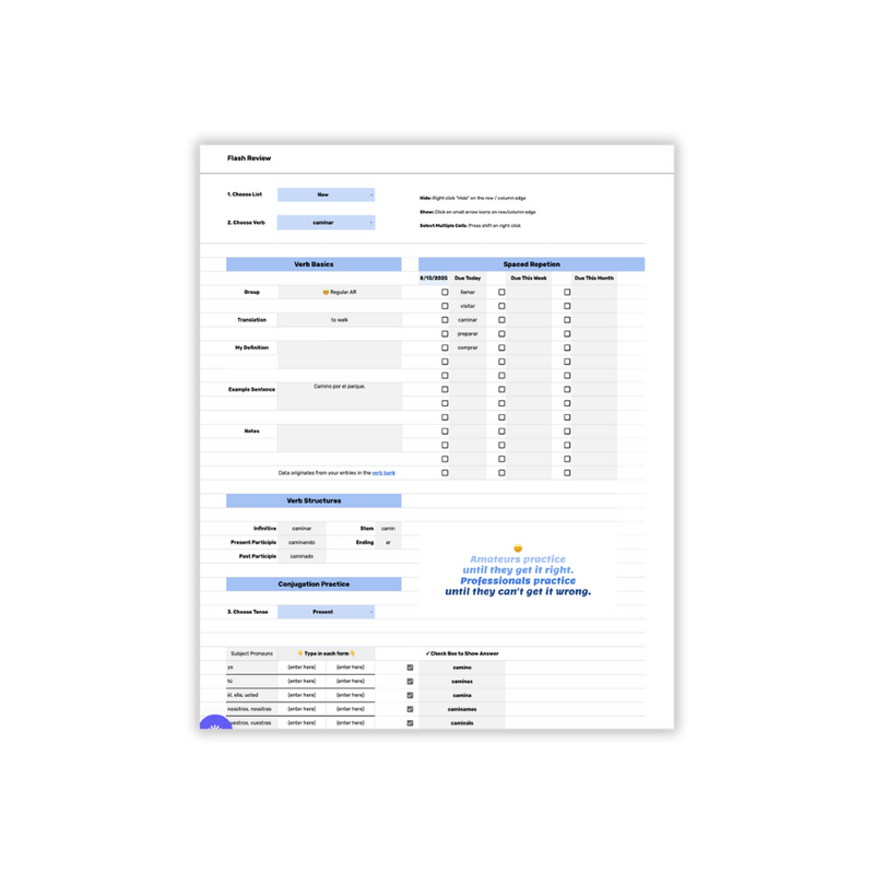 Spanish Conjugation Tracker