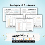 Spanish Irregular Verb Conjugation Practice Sheets
