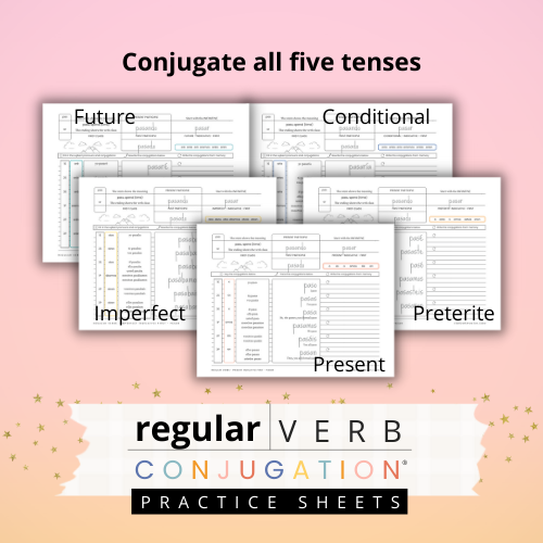 Spanish Regular Verb Conjugation Practice Sheets