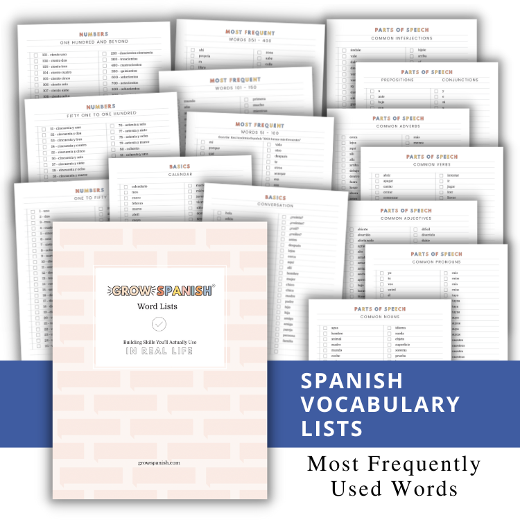 Spanish Vocabulary Lists - Most Frequently Used Words